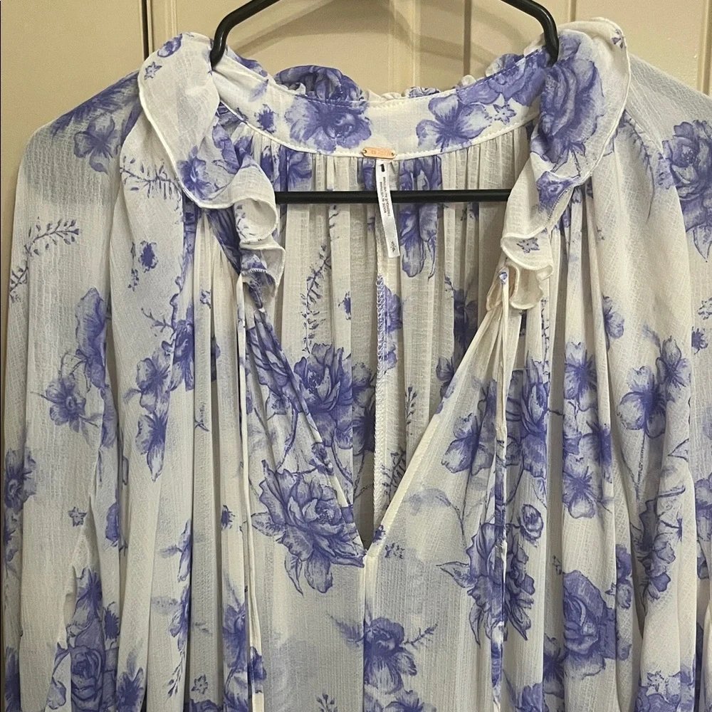 Free People Feeling Groovy White Maxi Dress with Purple Floral Motif - Picture 5 of 8